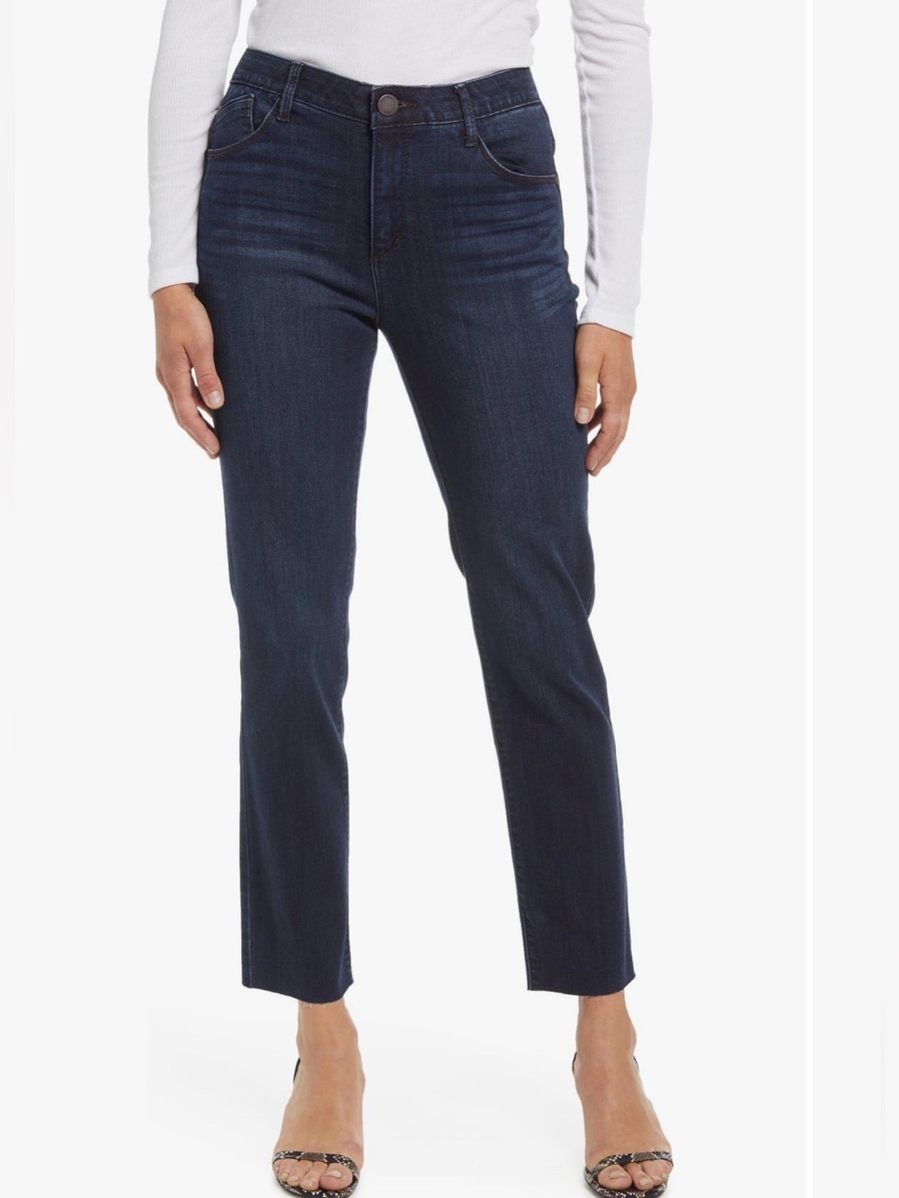 Wit & Wisdom Absolution High-Rise Slim Straight Jeans Cropped Raw Hem 12